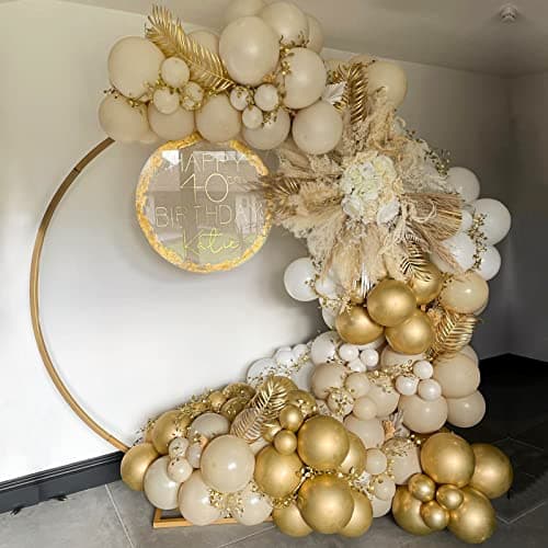 Arche Ballons Beige, 185pcs Kit Guirlande Ballon Decoration Anniversaire Blanc Sable, Beige Abricot Ballon Guirlande pour Anniversaire Decoration, Mariage, Bébé Shower, Décoration de Fête Bohème