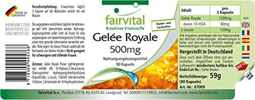 Fairvital | Gelée royale - Extrait hautement dosé - 90 gélules - normalisé à 4% 10 DHA