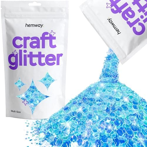 Paillettes pour artisanat plusieurs tailles bleu bébé irisées en résine pour cartes bijoux de Noël bougies épaisses fines 100 g/3,5 oz