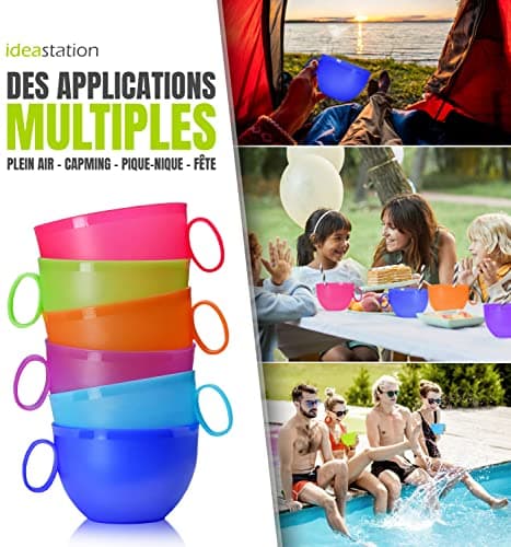 idea-station Neo grande tasse plastique 6 x 500 ml - couleur - tasse a cafe - camping mug xxl en plastique