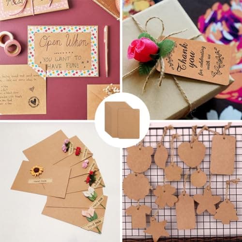 100 Pièces Carte Vierge en Papier Kraft A6 Carte en Papier Kraft Vintage Marron 15 x 10 cm Fiches Cartes Flash Cartes de Vœux Cartes Postales Bourrages D'enveloppes 350 g/m2 Épais Papier Craft