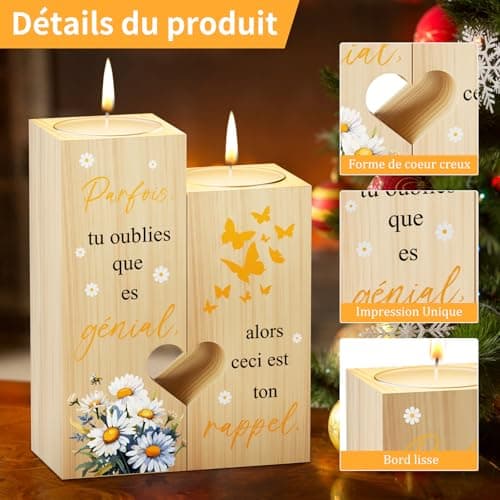 Funnli Cadeau Femme, Cœur Candélabre Cadeau Anniversaire Femme, Cadeau pour Femme Original, Idée Cadeau Femme Noel, Inspirant Cadeau pour Meilleure Amie, Maman, Fille, Soeur