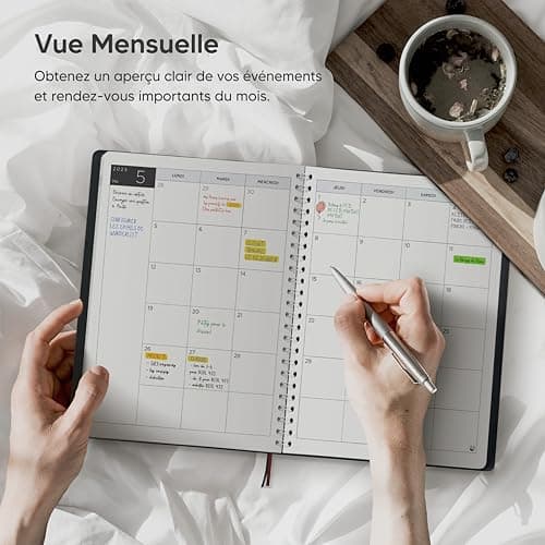 Agenda 2025 par Smart Panda – A5 Agenda Semainier - la Simplicité Inspire la Productivité - Couverture Souple, Intervalles de 30 minutes - Planner avec Notes – en Français