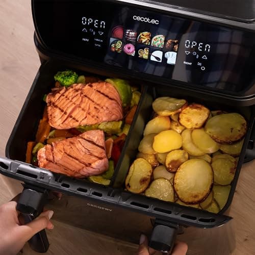 Cecotec Air Fryer Cecofry&Grill Duoheat 10000. Friteuse à Air sans Huile 10L, Grill et Plancha, Résistance Double, 2800W, Cuisson Rapide, Moins de Graisse, Résultats Consistants