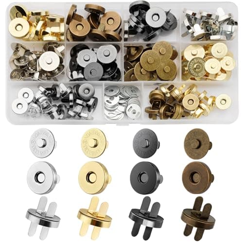 REJOECE 40 Paires Fermoir Magnétique Bouton,18mm Bouton Pression Aimanté,Boutons Magnétiques,Boutons Magnétiques,Circulaire Pression Boutons pour Sac en Tissu, Portefeuille en Cuir,Craft DIY
