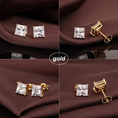 Boucles d'oreilles Argent 925 pour Femme Or Plaquée Or 18 Carats Petites Clou d'Oreilles Mini Boucles d'Oreilles pour Plusieurs Piercings Oreille Cartilage 7mm
