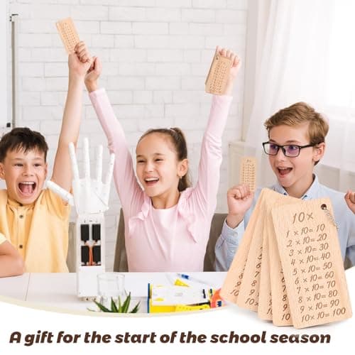 YAOZUP 1x1 Carte de Multiplication en Bois, Planche 1x1 Enfants Table de Multiplication, Planche en Bois de Hêtre, Planche 1x1 Table de Multiplication pour Cadeau de Rentrée Scolaire Fille & Garçon