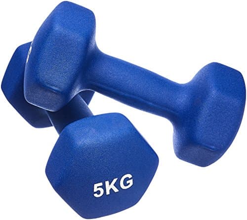 Amazon Basics Paire d'haltères en néoprène,10kg, 2 x 5 kg, Bleu