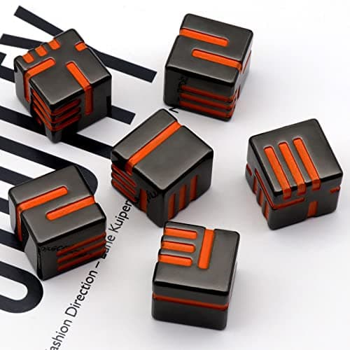 HNCCESG Dés JDR 6 Faces en Métal, Dés de Jeux pour Donjons et Dragons,Dés Jeu de Role 6 Pièces avec boîte en métal Dés Polyédriques(D6 Orange)