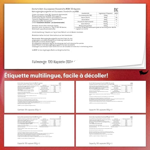 Doctor's Best, Glucosamine-Chondroitin MSM, avec OptiMSM, 120 Gélules, Sans Soja, Sans Gluten, sans OGM