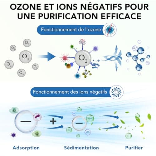 Générateur d'ozone, FELLAT 150mg/h Mini Purificateur d'Air à l'ozone avec 4 Modes, Générateur d'ozone portable pour chambre, salle de bain, animaux domestiques, formaldéhyde et odeur
