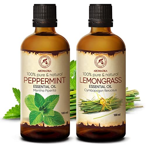 Huiles Essentielles Set 2x100ml - Huile de Menthe Poivrée - Huile de Citronnelle - Pur & Naturel pour Diffuseurs - Aromathérapie - Beauté - Spa - Relaxation - Bain