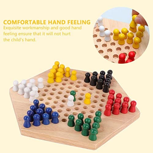 Drfeify Jeu de société de Dames Chinoises Enfants Classique Jeu de société éducatif en Bois Halma pour familles