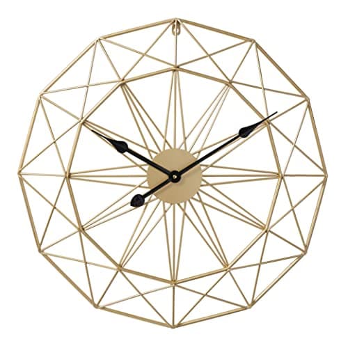 LW Collection Horloge Murale Megan Or 80 cm - Grande Horloge Murale Industrielle en Métal - Horloge Murale Moderne - Mouvement Silencieux - Horloge Silencieuse