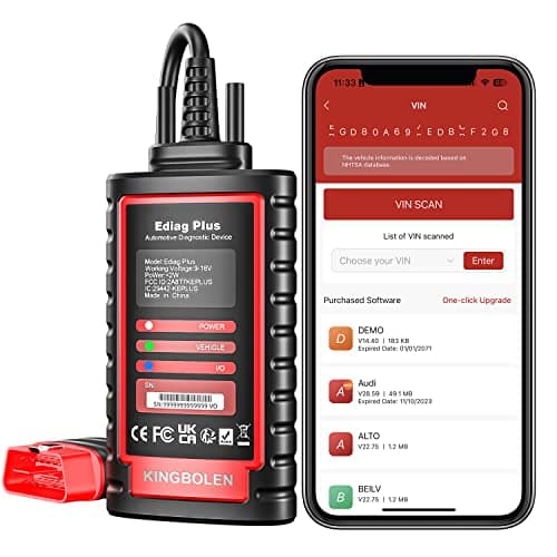 KINGBOLEN Ediag Plus Valise Diagnostic Auto, OBD-II Diagnostic français pour 15 Services Systèmes Complets, Can-FD, Auto-Vin, Codage ECU & Test Actif, pour iOS et Android Mobiles