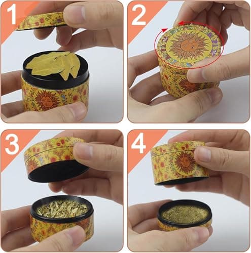 Moulin À Pollen Grinder D'Herbes,Grinder Vintage Herb Grinder Grinder Métal Broyeur À Pollen En Alliage De Zinc Avec Sa Petite Spatule À Pollen Couvercle Aimanté Pour Épices, Herbes, Café (50mm)