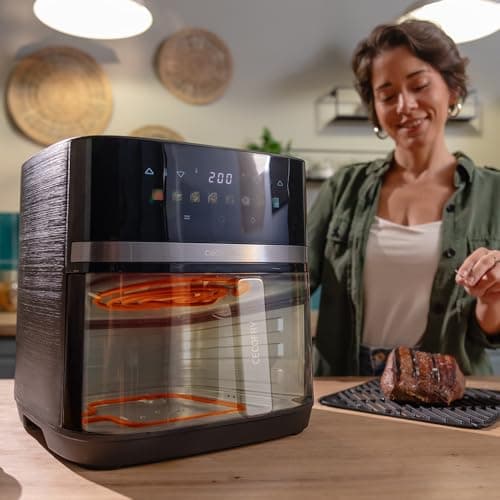Cecotec Air Fryer Cecofry&Grill Duoheat 8000. Friteuse à Air sans Huile 8L, Grill et Plancha, Résistance Double, 2200W, Cuisson Uniforme, Moins de Graisse, Idéale pour Pizzas