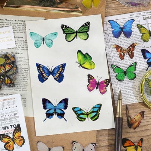 Ceihwa 80pcs Stickers Papillon Scrapbooking Autocollant Transparent Autocollants Vinyle Imperméable Étanche Butterfly Stickers Décoration Petit Autocollant Décoratif pour DIY Ordinateur Journal