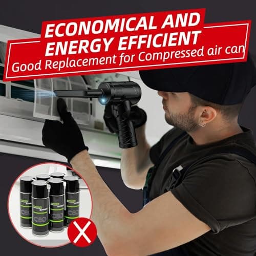 Souffleur Air Comprimé, 3 vitesses 110000 tr/min Dépoussiérant Puissants Électrique, Plumeau à air électrique avec Batterie 7600mAh, Bombe Air Comprimé Nettoyage, Remplacement pour Bombe Air Sec