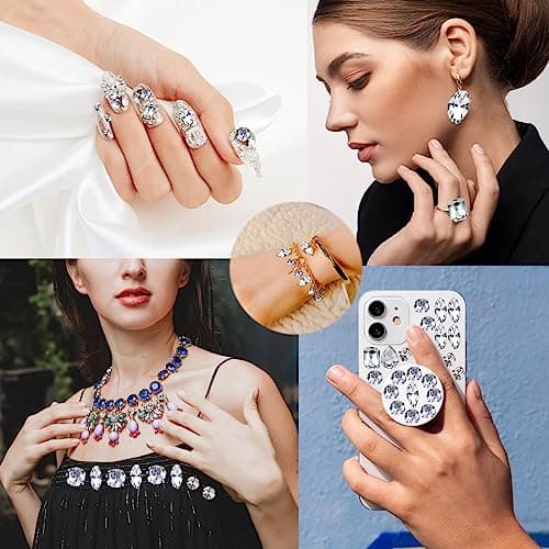 Yixinly 236 Pcs Strass a Coudre Verre, Gros Strass pour Couture avec Griffe, Strass Argenté Strass Vetement, Rhinestones Strass a Coudre, pour Vêtements DIY Artisanat, Chaussures, Sacs (Blanc)