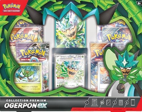 JCC Pokémon : Collection Premium Ogerpon-ex (3 Cartes Brillantes et 6 boosters)