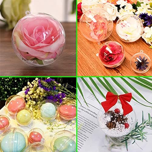 MIKAILE 20 Pièces Boules de Noël Transparentes 8cm, Boules de Noël en Plastique à Remplir, DIY Decoration pour Sapins de Noël
