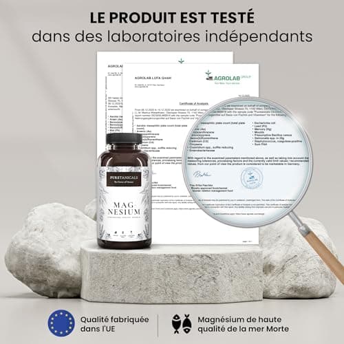 Magnésium Marin 400mg Gelules - 365 Capsules Pack familial | Premium Élémentaire (Pur) Magnesium Fortement & Haute Dose Testé en Laboratoire - Sans Stéarate, Végétalien