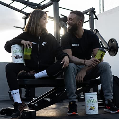 Weider Vegan Protein PACK DUO (2x300g) Goût Vanille et Chocolat. Protéines 100% Vegetal d'Isolat Pois & Riz. Avec Vitamine B12 & Stevia. Sans Gluten, Sans Sucre. Emballage 50% Recyclé, 100% Recyclable