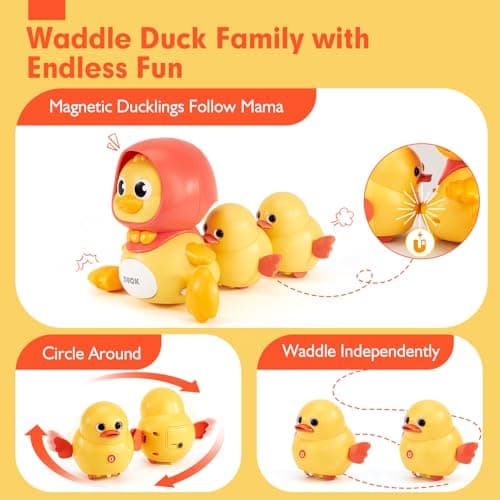 hahaland Jouet Bebe 1 an Canard Qui Marche Bebe, Jouet Bebe 6 Mois Jouets Musicaux avec Musique & Lumière, Jeux Montessori 1 an Jouet Enfant 1 2 Ans Cadeau Enfant 1 2 Ans Garcon Fille