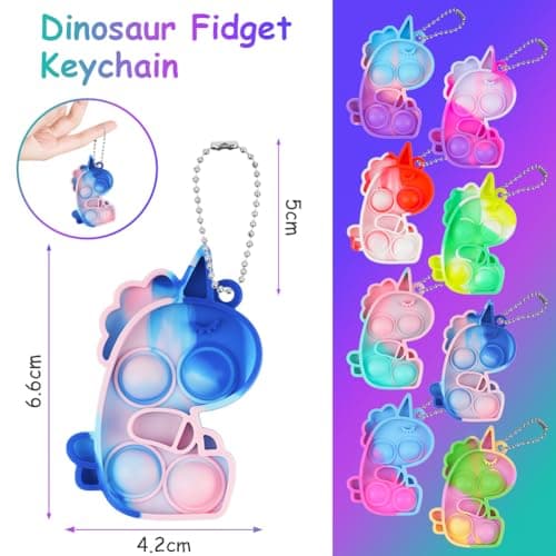 Ainiv 12PCS Mini Pop Push It Fidget Jouet Porte-clés, Licorne Silicone Squeeze Pop Bubble Fidget Bulk Jouets Sensoriels, Poppet Bubble Stress Soulagement Anxiété Jouets pour Autisme,Enfants Adultes