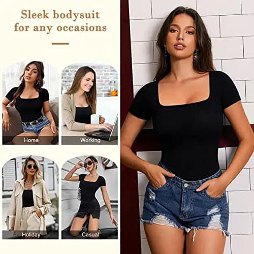 SUIUOI 2PCS Body Sculptant Femme Gainant Amincissant Ventre Plat, Invisible Shapewear Manche Courte Top,Sculptantes Bustier Bodysuit Contrôle Abdominale