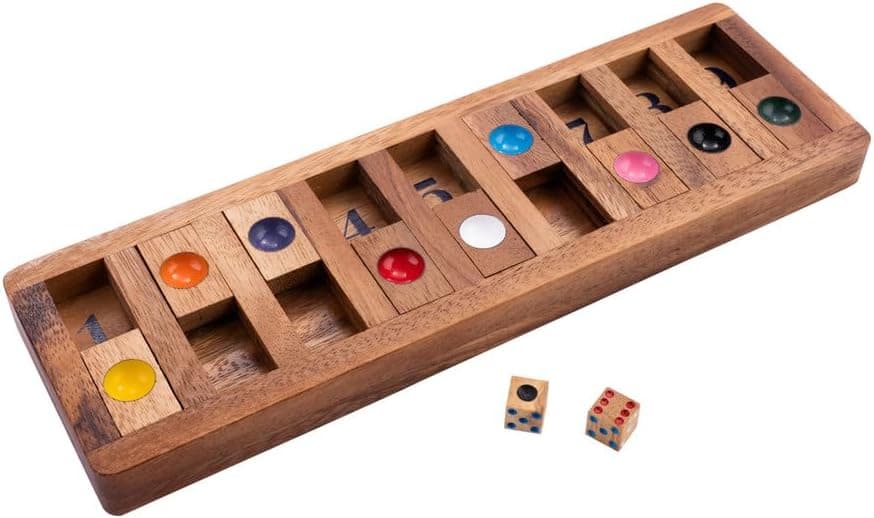 Shut The Box En Bois - Version Shut The Number, Jeu De Calcul, Des 6 Ans | Jeu Fermer La Boite Pour 2 Joueurs Et Plus - Taquets Coulissants, Calcul Mental, Strategie Et Parties En Famille