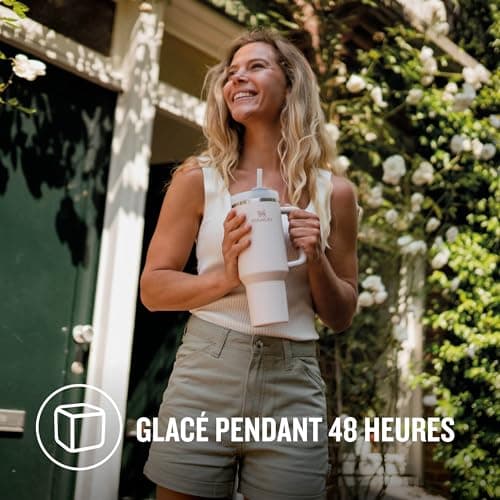 Stanley Quencher H2.0 FlowState Mug Isotherme avec Paille 1.2L - Froid Pendant 11 Heures - Glacé Pendant 48 Heures - Thermos Lavable au Lave-Vaisselle - Gourde Isotherme Sans BPA - Rose Quartz