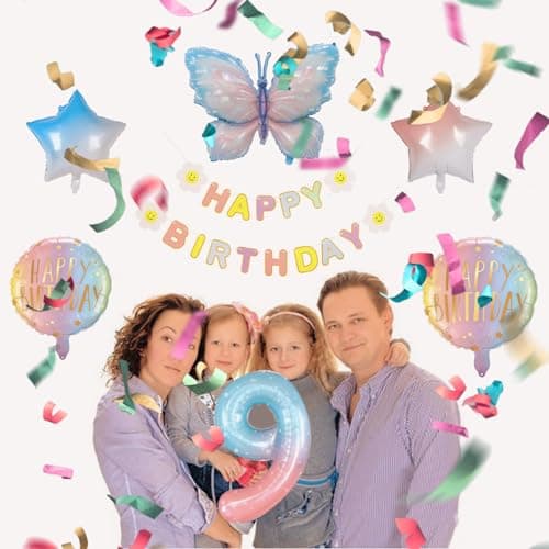 LIANRISES Ballon 9 Ans Decoration Anniversaire Papillon Ballon Papillon 9 Ans Ballon Ansniversaire 9 Ans Décoration Anniversaire Deco Anniversaire 9 Ans
