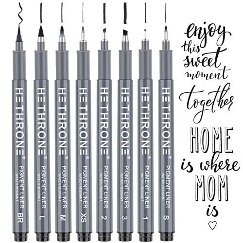 Stylos de calligraphie Hethrone, stylos de lettrage à la main et ensemble de calligraphie noire pour les débutants, écriture, signature, conception d'illustration et dessin (taille 8)