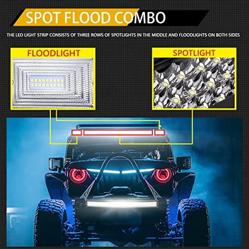 Willpower Bar a LED, 42'' 540W Triple rangée Faisceau combiné Barre de LED avec 12V Faisceau de câblage kit Rampe LED Phare LED Projecteur LED pour Offroad Véhicules Voiture camions ATV
