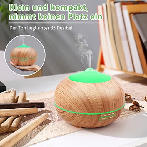 Humidificateur d'air Diffuseur d'Huiles Essentielles: 400ml Humidificateur Ultrasonique Diffuseur Aromathérapie avec 4 réglages de minuterie 7 Couleurs Lumières LED pour la Maison Bureau Chambre