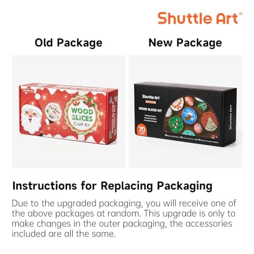 Shuttle Art Kit Rondin de Bois Deco, 70 Pièces Tranches de Bois Naturel 7-8cm, Cercles en Bois Inachevé Pré-percé avec Trou et Accessoires, Craft Wood Kit pour Decoration Noël