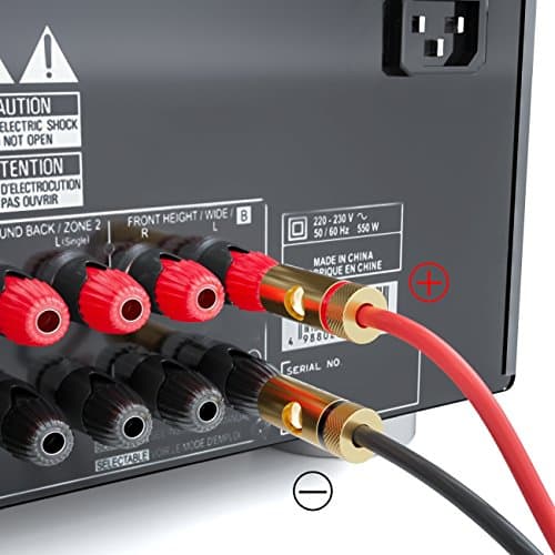 deleyCON 100m Cable pour Haut-Parleur 2x 2,5mm2 CCA Aluminium Revêtu de Cuivre Brins 2x50x0,25mm Marque de Polarité - Rouge/Noir