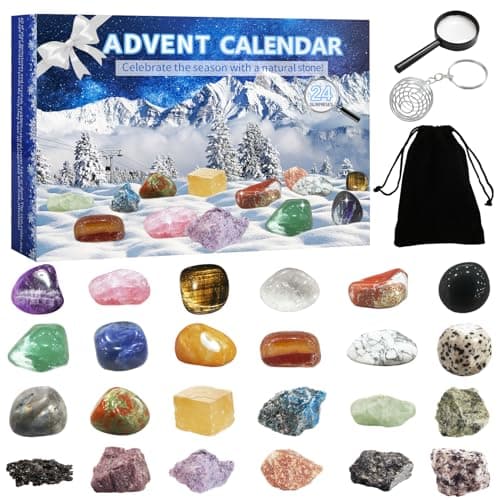 Calendrier de L'avent 2024, Calendrier de L'avent Pierre Precieuse et Minéraux Calendrier Educatif Bijoux Enfants Fille Cadeau de Noel Calendrier de L avent Advent Calendar Fille Kinder Friends