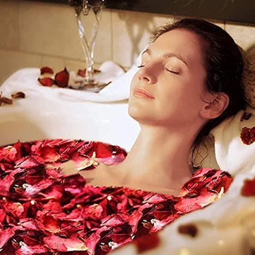 Reccisokz 100g-Pétales de rose séchées naturelles véritables fleurs rouges séchées pour le bain des pieds, le bain, le spa, le mariage, les confettis pour la maison, les loisirs créatifs