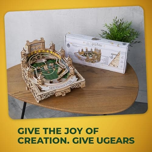 UGEARS Harry Potter Quidditch Flipper en Bois - Maquette en Bois à Construire - Puzzle 3D Bois - Jeu de Flipper Bois mécanique - Expérience de Flipper dans la Conception de Puzzles 3D
