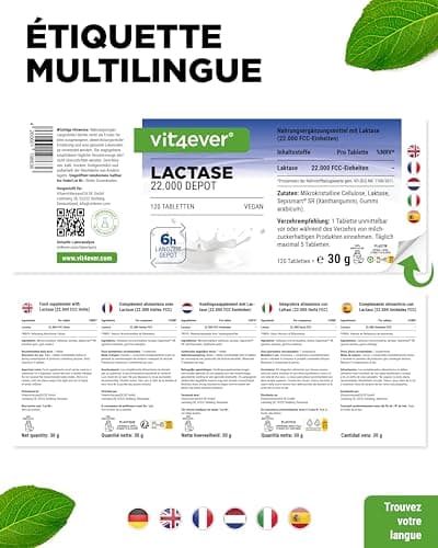 Lactase 22.000 Depot-120 comprimés à libération prolongée (Sepismart® Slow Release)-Hautement dosé avec 22.000 unités FCC-En cas d'intolérance au lactose+intolérance au lait-Sans additifs indésirables