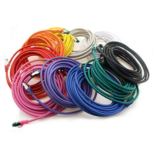 1 M Câble Réseau Cat.7 Pack de 10 Câble Patch Cat7 Câble Lan Ethernet RJ45 10 Gbit/s (Toutes Vitesses Internet) 10 Couleurs 1 Mètre