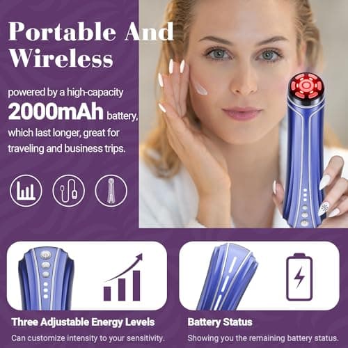 Appareil Radiofréquence Visage - TUMAKOU 4 en 1 EMS Micro-courant Appareil Anti Rides Visage - Bleu Rouge Luminothérapie Visage - Appareil Massage Lifting Visage Pour le Visage, le Cou à Domicile