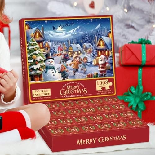 Puzzle Calendrier de l'Avent 2024,Puzzle Calendrier de l'Avent - Puzzle du compte à rebours en classe - Puzzles de calendrier de Noël, puzzle de calendrier de compte à rebours de Noël pour les