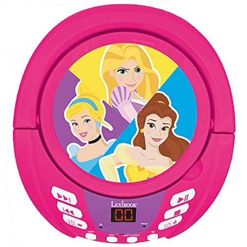 Lexibook - Disney Princesses - Lecteur CD Bluetooth pour Enfants - Portable, Effets Lumineux, Prise Micro, entrée auxiliaire, Batterie ou Secteur, RCD109DP