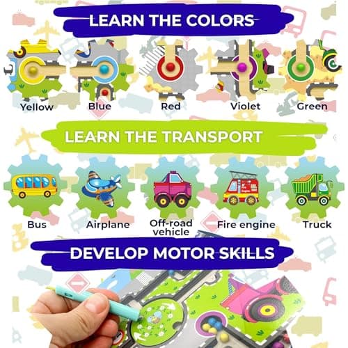 QUOKKA Jouet Labyrinthe Magnétique Enfant de 2 à 3 Ans - Jeux Montessori Transport - Jeux de Voyage en Voiture de 3 à 5 Ans - Jeu Educatif en Bois pour Enfants - Educatif Cadeau pour 3 4 5 6 Ans