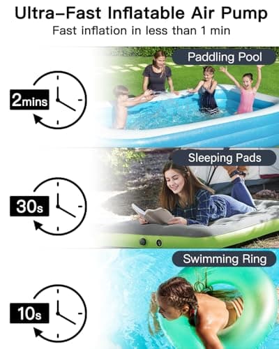Mini Pompe à Air avec Lumière Réglable à Trois Niveaux, 1600 mAh Pompe Matelas Portable avec Anneau Magnétique, Pompe à Vide pour Lit Flottant Anneau de Natation Jouet Gonflable, Pompe de Camping
