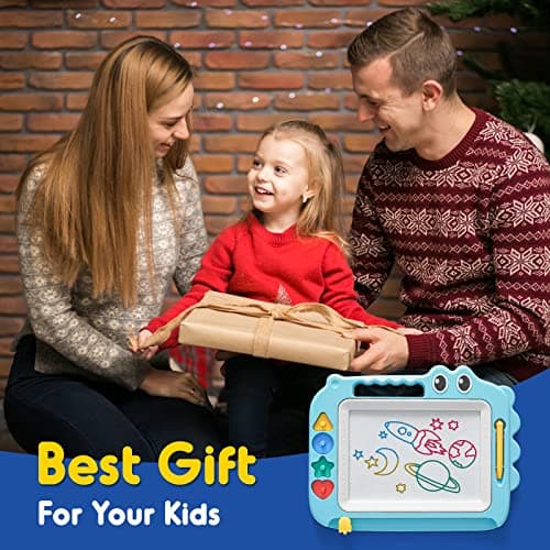 SGILE Jouets pour enfants, tableau magique magnétique pour l'apprentissage précoce, ardoise magique effaçable en couleur avec 4 Pieds, quatre timbres, cadeau pour bébé, fille, garçon, 3 4 5 ans, Bleu